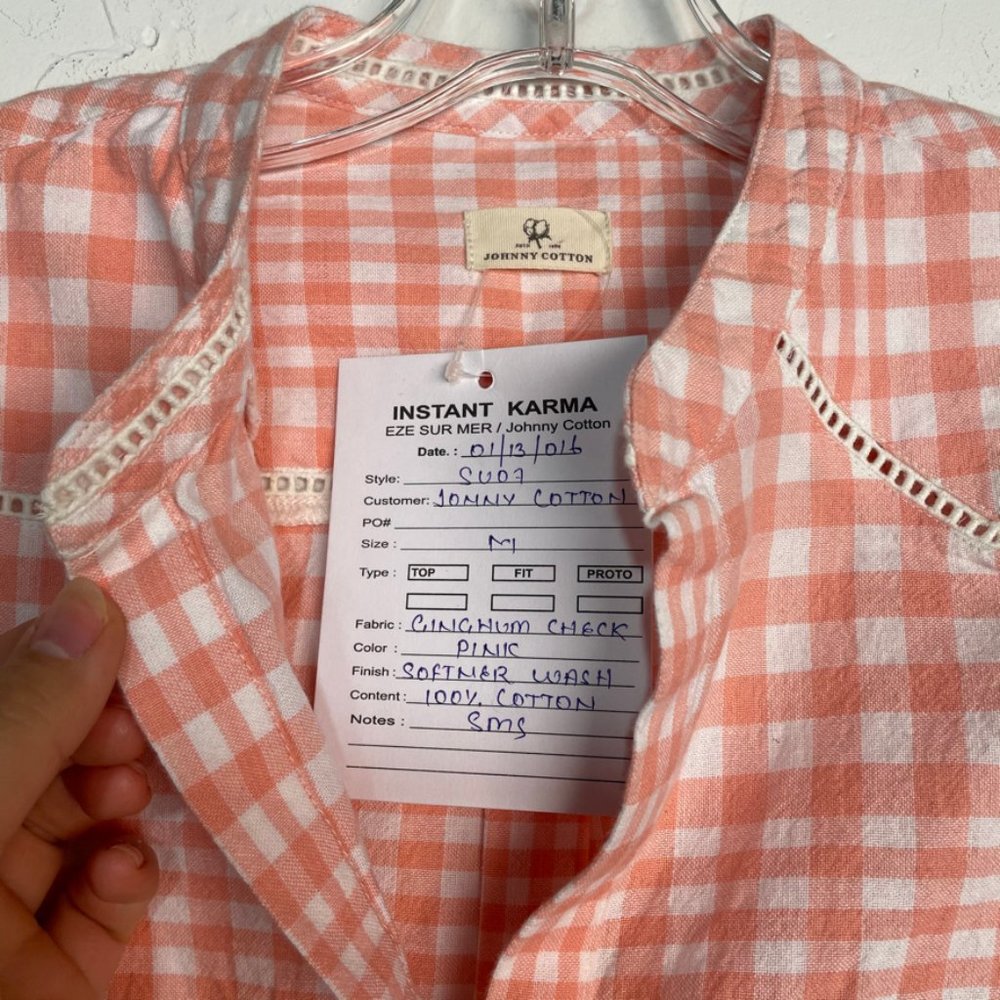 Johnny Cotton | NWT Pink Gingham Checkered Shirt - Picture 7 of 8